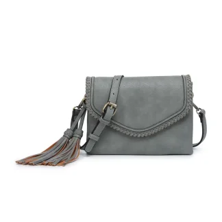 Sloane Flapover Crossbody w/ Whipstitch and Tassel